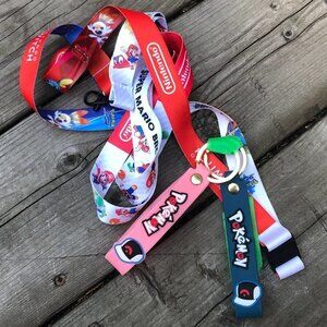 LOT OF 4 Pokemon & Nintendo Keychains and Lanyards